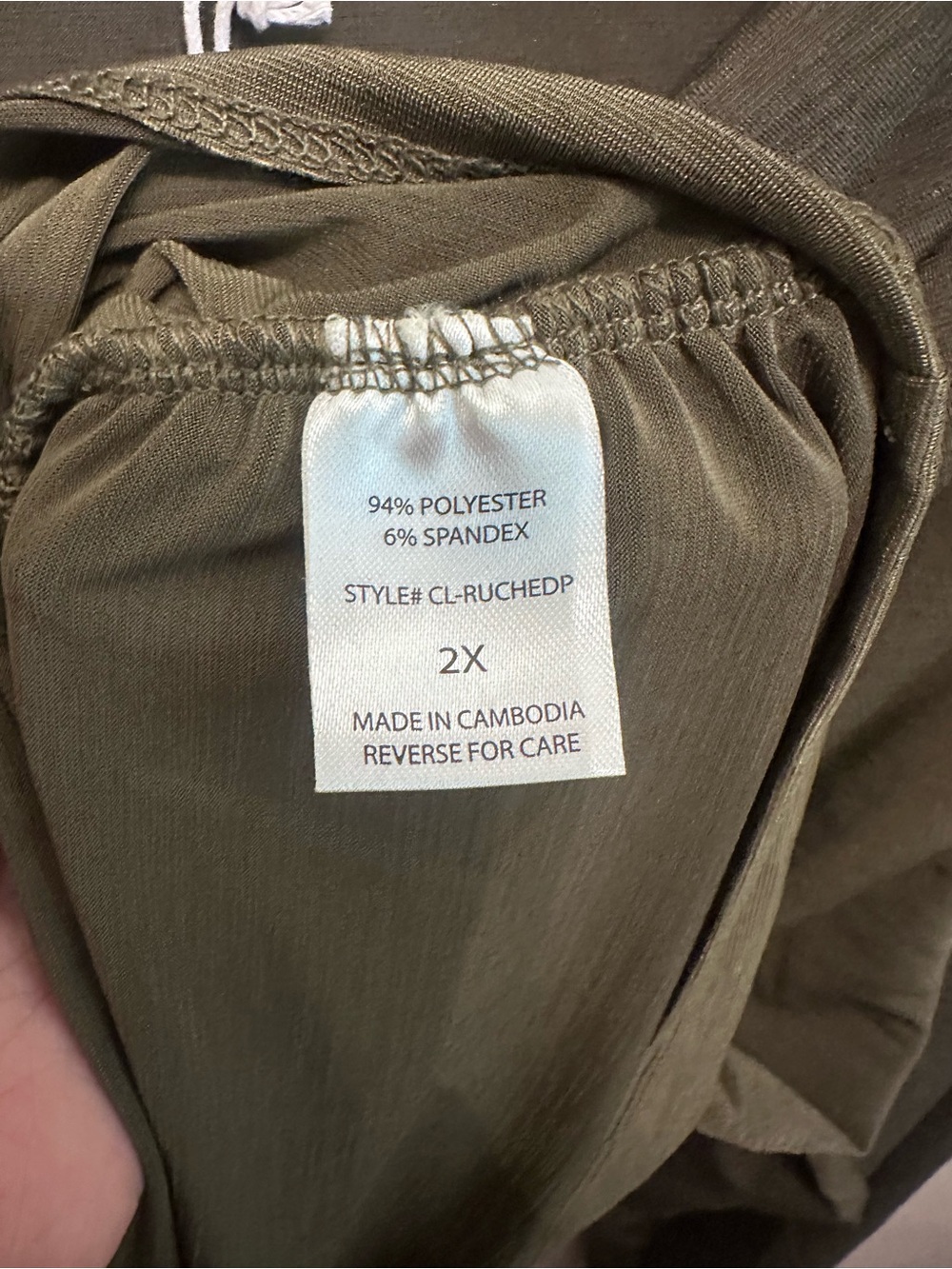 Cowl-Neck Long Sleeve Top in Olive - Lightweight Draped Style - Picture 5 of 5